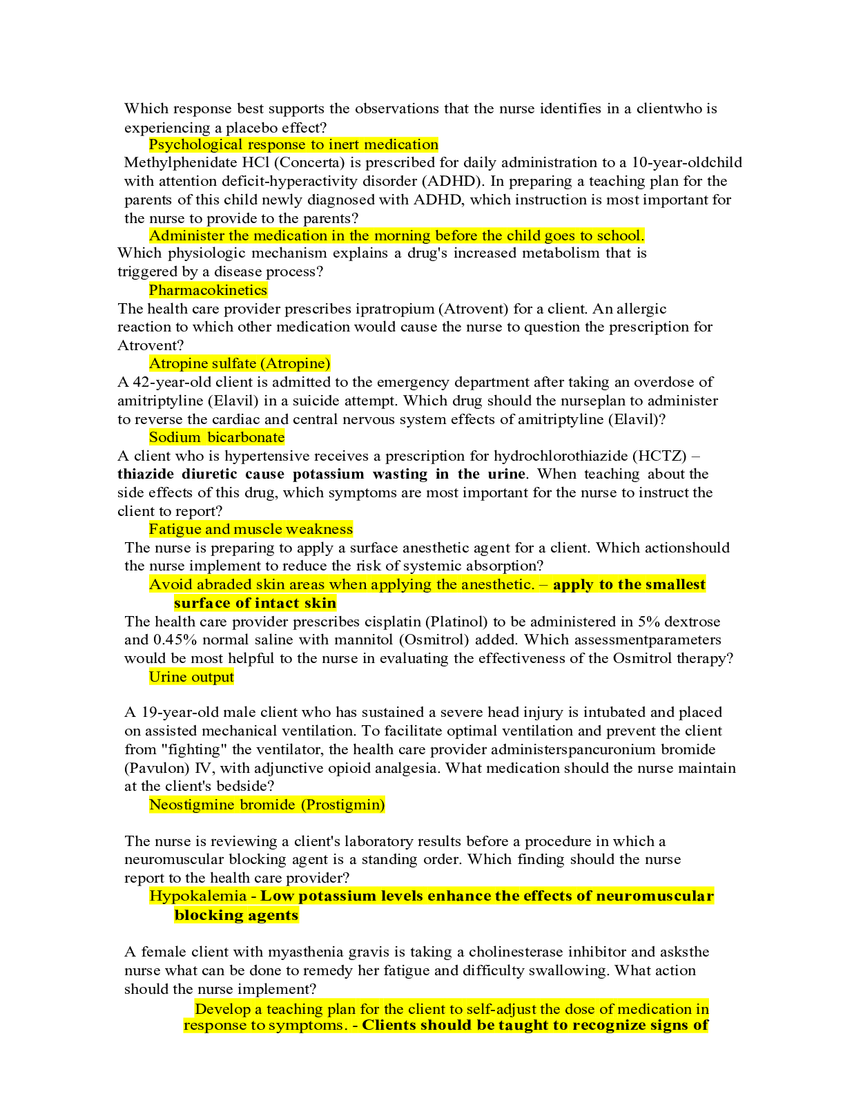 Preview image for PHARM 293 Evolve HESI Pharmacology Exit Exam 2021